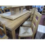 A Pine Rectangular Shaped Dining Tale on Square Legs, together with sox rush seated kitchen