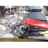 EPNS Cutlery, pierced boat shaped bowl, toast rack, strap watch, cased tea knives and dessert