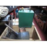 Holcroft Iron Pans, petrol can, camping heaters, etc:- in two wooden crates.