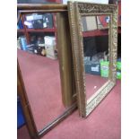 A Gilt Rectangular Shaped Wall Mirror, together with one other mahogany mirror. (2)