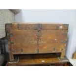 XIX Century Travel Chest, with brass corner mounts and name 'T. Walker' to front, 79cm wide.