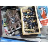 Recorder, fishing reels, cuckoo clock, chess, advertising boxes, mimosa compact, etc:- One Box