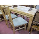 Lightwood Dining Table, 120cm wide and four ladder back chairs.