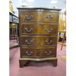 Mahogany Serpentine Fronted Bedside Chest, of four draw, 49cm wide.