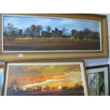 Donald C Bayley (Gloucester Artist), Sunset, oil on board, signed lower left, 29.5 x 59.5cm and