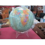 A 1970's Period World Globe, made for 'Readers Digest' with raised decoration.
