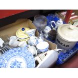 Bread Crock, ceramics, glassware, etc:- Two Boxes