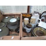 Denby 'Chevron' Grill Plates and Serving Dishes, Arabia Finland (various patterns) etc:- Two Boxes