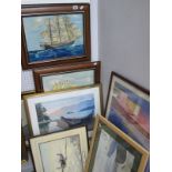 D.Bridle a Pair of Oils of The Cutty Sark, Sovereign singed bottom right, watercolour of Filey