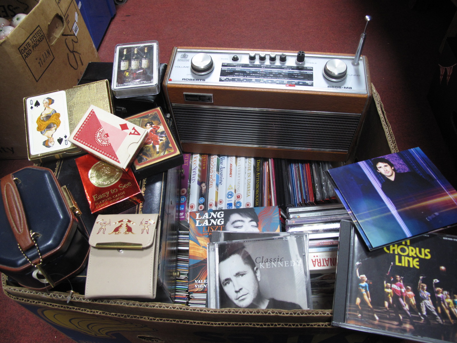 Roberts Radio, C.D.'s, jewellery boxes, playing cards.