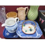 Spode 'Italian' Square Bowl, Arthur Woods jug vase, William Bennet Art Deco cake plate, XIX