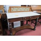 A XIX Century Mahogany Washstand, with a low back decorated with flowers, marble top, single drawer,