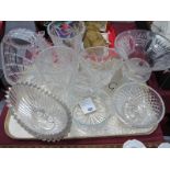 Cut Glass Vases, Basket, Cornucopia, etc, fruit bowl:- One Tray
