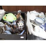 Chinese Style Rice Bowls, together with a box of pottery animals etc:- Two Boxes
