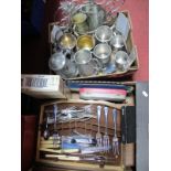 Cutlery and Cutlery Boxes, tankards, mirror:- Two Boxes and a tripod table in case (3).