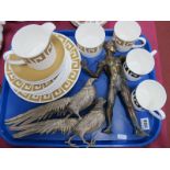 Susie Cooper 'Keystone' Tea Ware, of eighteen pieces. Spelter figure of athlete, pair of plated