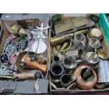 Brassware, weight scales, tankards, letter racks, etc:- Two Boxes