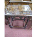 XIX Century Carved Oak Occasional Table, with a rectangular carved top, shaped apron, on turned