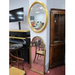 Gilt Arch Framed Wall Mirror, 108cm high, another oval. (2)