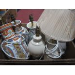 Six Pottery Table Lamps:- One Box