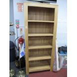 Lightwood Freestanding Bookcase, with four central fixed shelves, 77cm wide.