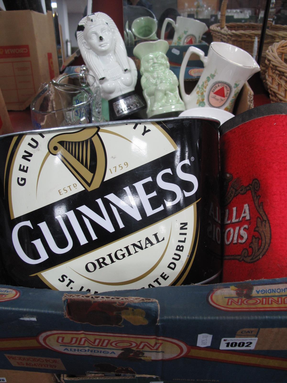 Breweriana, Bass water jug, Toby Jug, Senior Service water jug, beer mats, ashtrays, Guinness wine