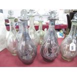 XIX Century Style Glass Decanters, with engraved decoration:- One Tray