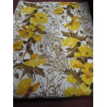 A 20 Meter Roll of 1960's Vintage Cotton Fabric, with a design of yellow poppies on a cream ground.