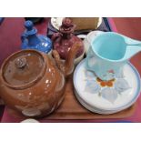 Wade Whisky Water Jug, Denby plates, Nymr and larger teapot, flagons:- One Tray