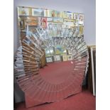 Circular Sunburst Wall Mirror, 81cm diameter a rectangular mirror. (2)