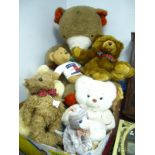 Teddy Bears, Fergus the Fisherman, Disney Pooh, TY, Peeko, Cuddle Wit, Snowden, etc:- Two Boxes -