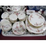 Duchess June Bouquet Table Ware, of thirty seven pieces, Albert 'New Romance' teapot, Paragon