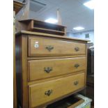 XIX Century Satin Walnut Dressing Table, with central mirror, chest, three long drawers, on