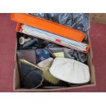 A Ladies Fur Coat, ladies purses etc:- One Box