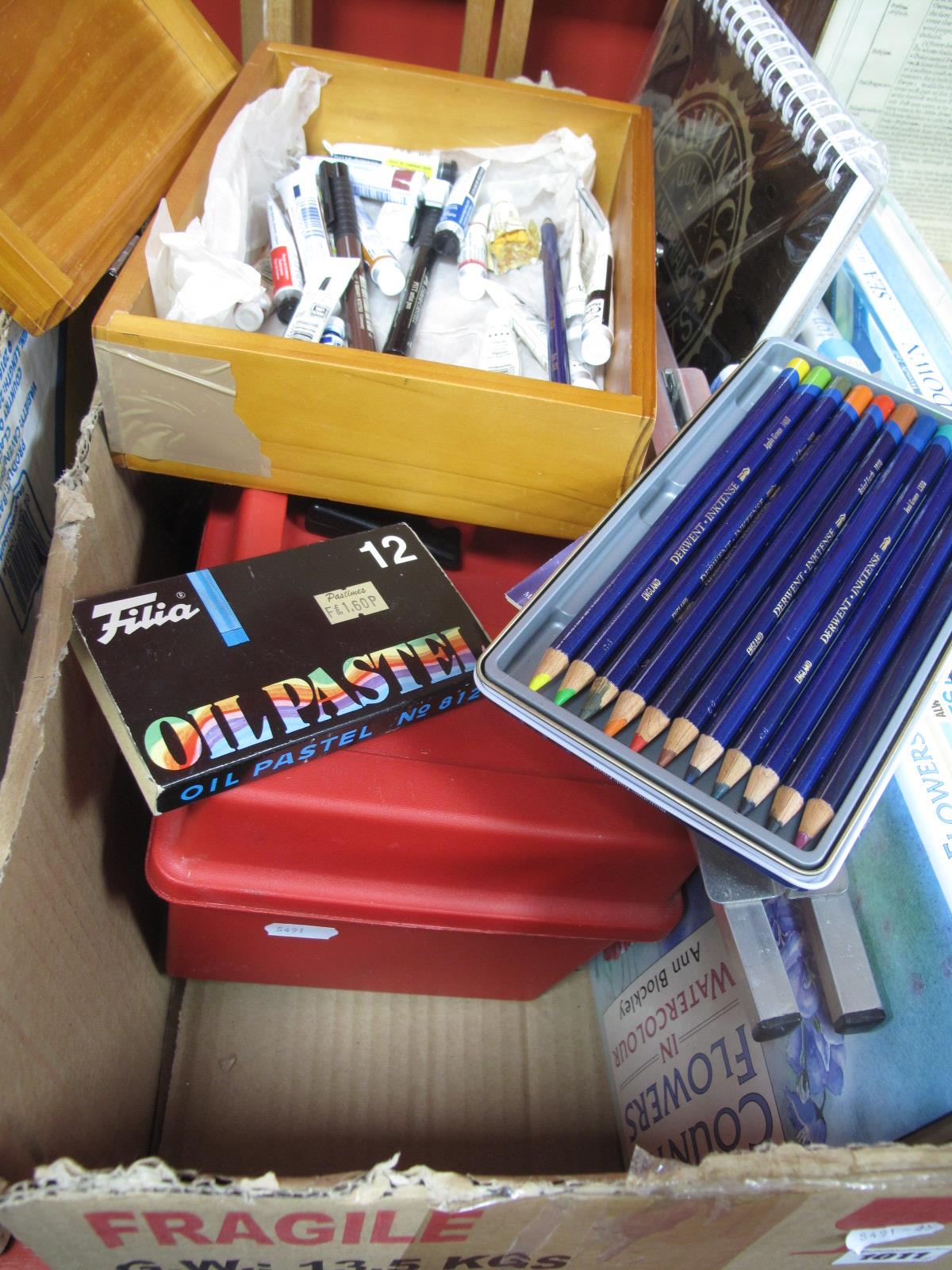 A Box of Artists Paints and Materials, a quantity of art related books:- One Box and a Winsor and