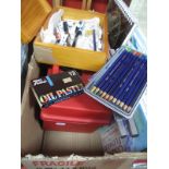 A Box of Artists Paints and Materials, a quantity of art related books:- One Box and a Winsor and