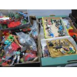 Plastic Farm Animals, figures, McDonald's, Crescent and other collectibles, Rubik cube:- Two Boxes