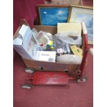 Kellogs Plate, doll, storage jars, ceramics, glass wares etc:- Two Boxes. two prints, Jetface