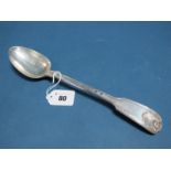 A Hallmarked Silver Fiddle Thread and Shell Pattern Basting Spoon, possibly Burrage Davenport,