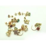 The Genuine Gemstone Company; Assorted Modern "375" Earrings.