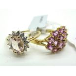 The Genuine Gemstone Company; A Modern 9ct Gold Large Cluster Dress Ring, claw set throughout,