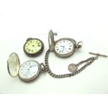 A Hallmarked Silver Cased Half Hunter Pocketwatch, the white dial with black Roman numerals and