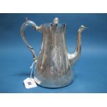 A Victorian Hallmarked Silver Coffee Pot, W.M, London 1853, of tapering cylindrical form, with