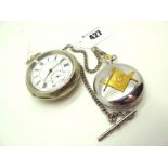 An Openface Pocketwatch, the white dial with black Roman numerals and seconds subsidiary dial,