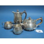 A Matched Hallmarked Silver Bachelor's Four Piece Tea Set, WB&S, London, 1933,1934, each of plain