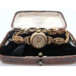 Perfex; A Vintage 9ct Gold Cased Ladies Wristwatch, the signed dial with Arabic numerals and line