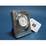 A Small Hallmarked Silver Mounted Clock, R.Carr, Sheffield 1995, within ribbon and reed border, on