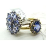 The Genuine Gemstone Company; A Modern 9ct Gold Cluster Dress Ring, oval four claw centre, with claw