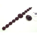 A XIX Century Garnet Set Panel Bracelet, of graduated design, to snap clasp; Together with A Similar