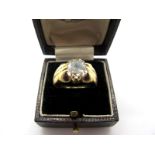 A Large Gent's Single Stone Diamond Ring, the (9mm) old cut stone reeded claw set, indistinctly stam